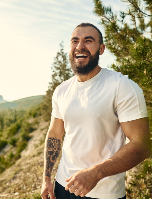 Man expressing the joy of life