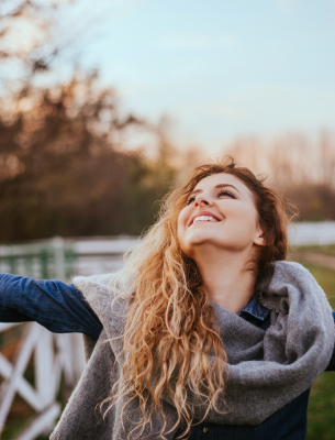 Woman smiling and enjoying life