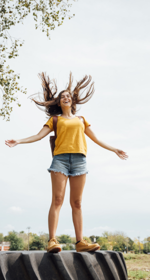 Girl jumping for joy